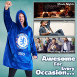 Chelsea FC Oversized Hoodie Blanket for Men, Football Gifts for Men (Blue) - Get Trend