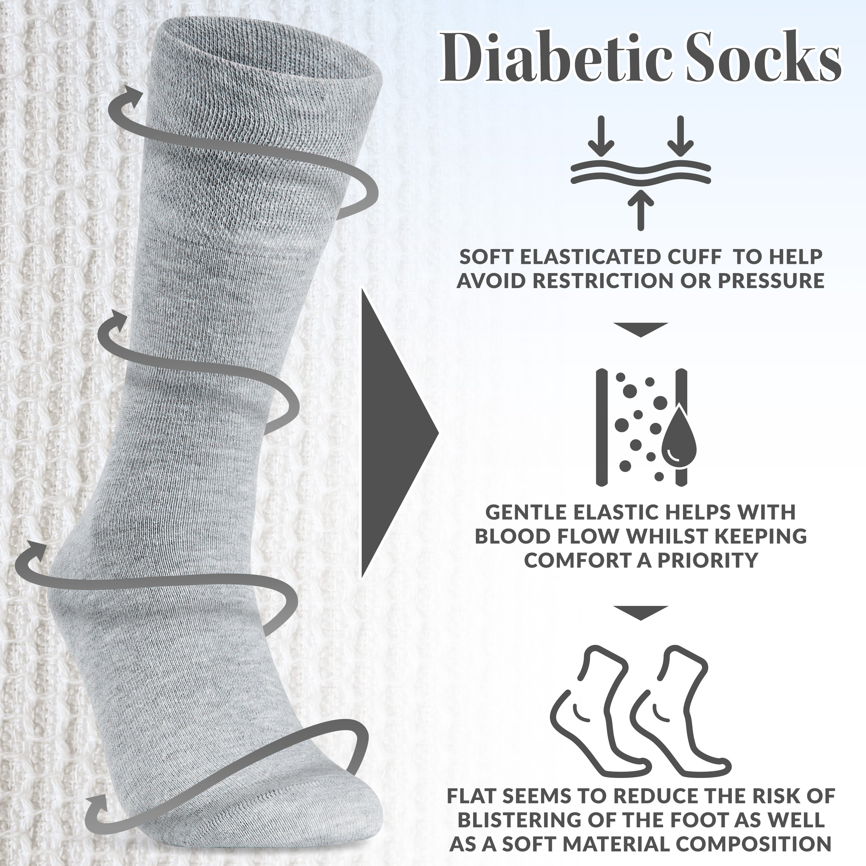 CityComfort Diabetic Socks for Men, 5 Pack Gentle Grip Soft Top Socks - Get Trend