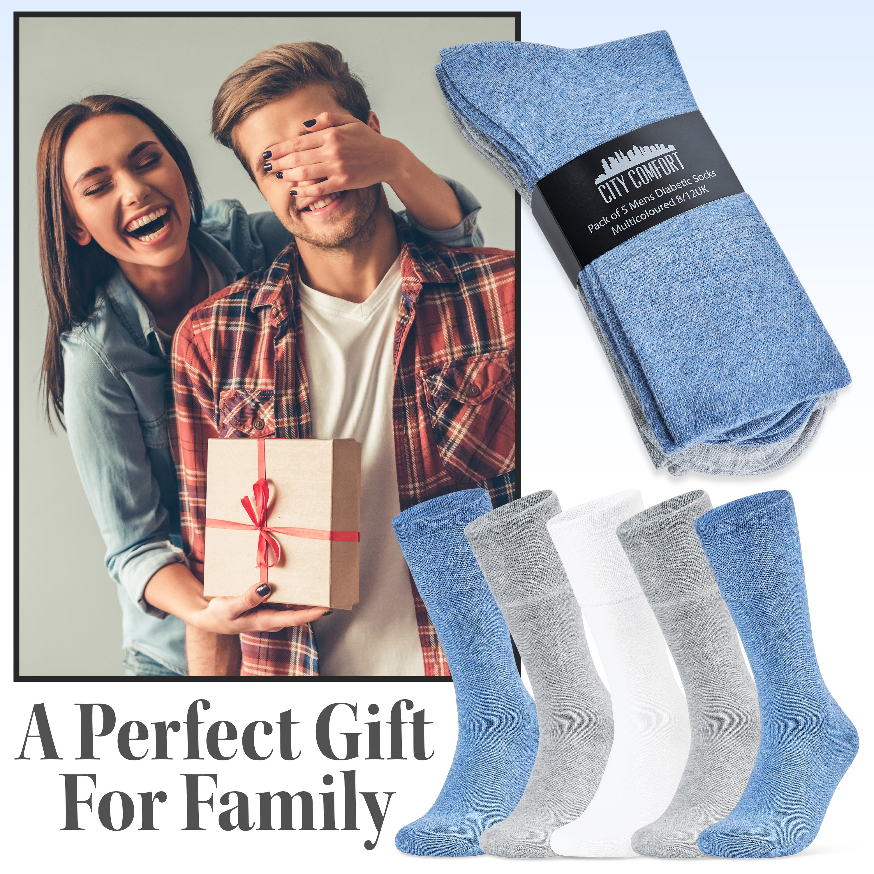 CityComfort Diabetic Socks for Men, 5 Pack Gentle Grip Soft Top Socks - Get Trend