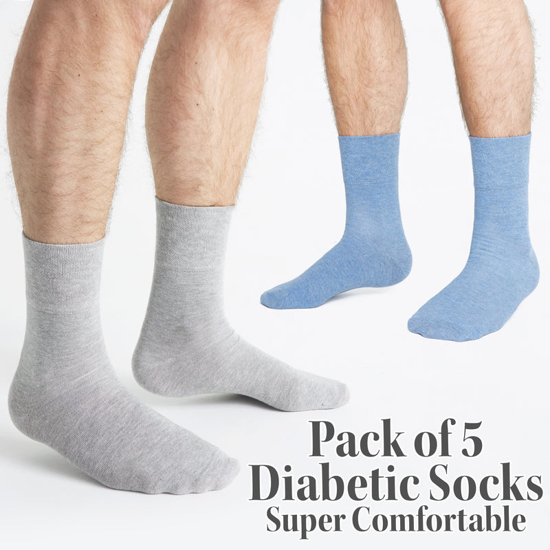 CityComfort Diabetic Socks for Men, 5 Pack Gentle Grip Soft Top Socks