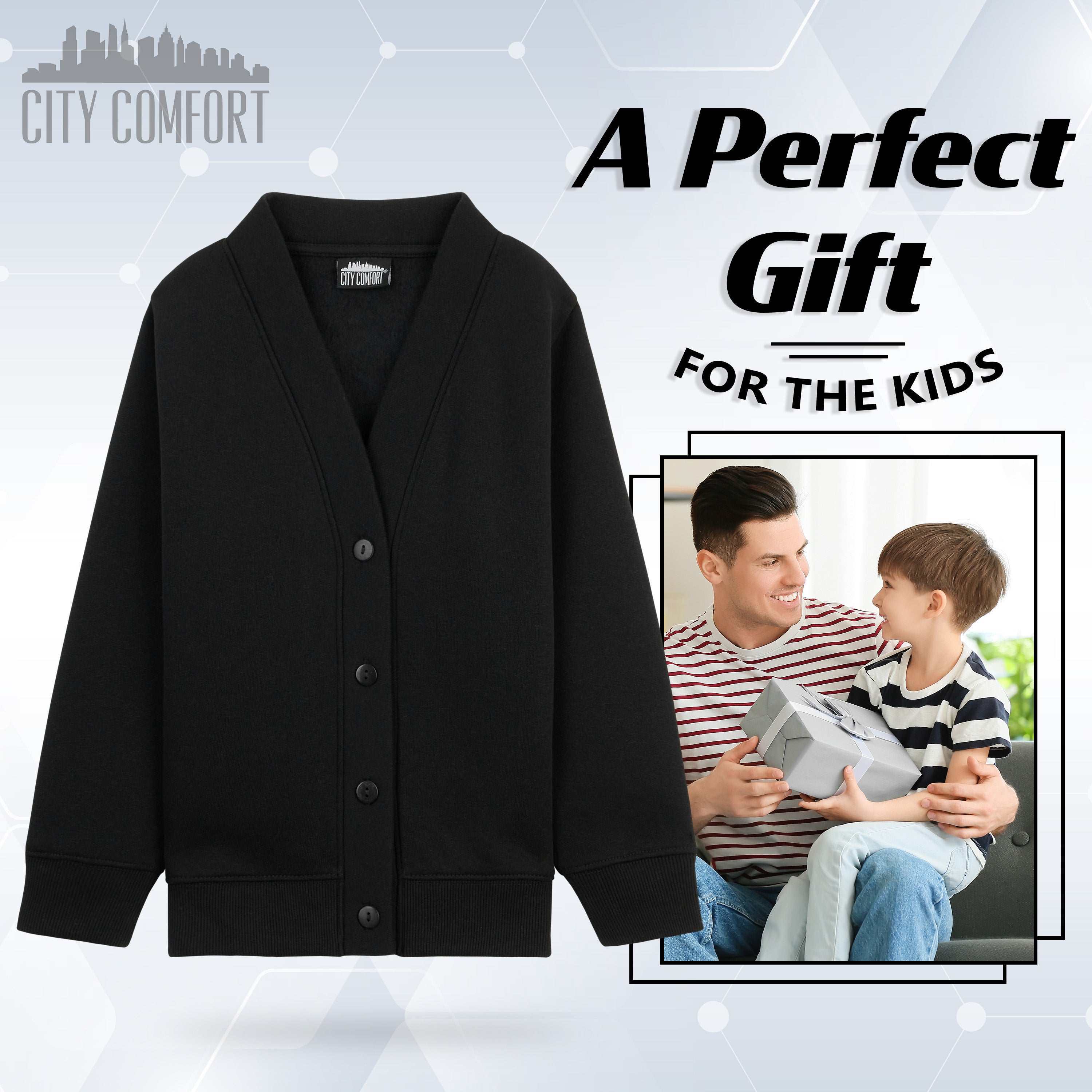 CityComfort Cardigan for Girls and Boys, 1 Pack - Plain Button Down Cardigan - Get Trend