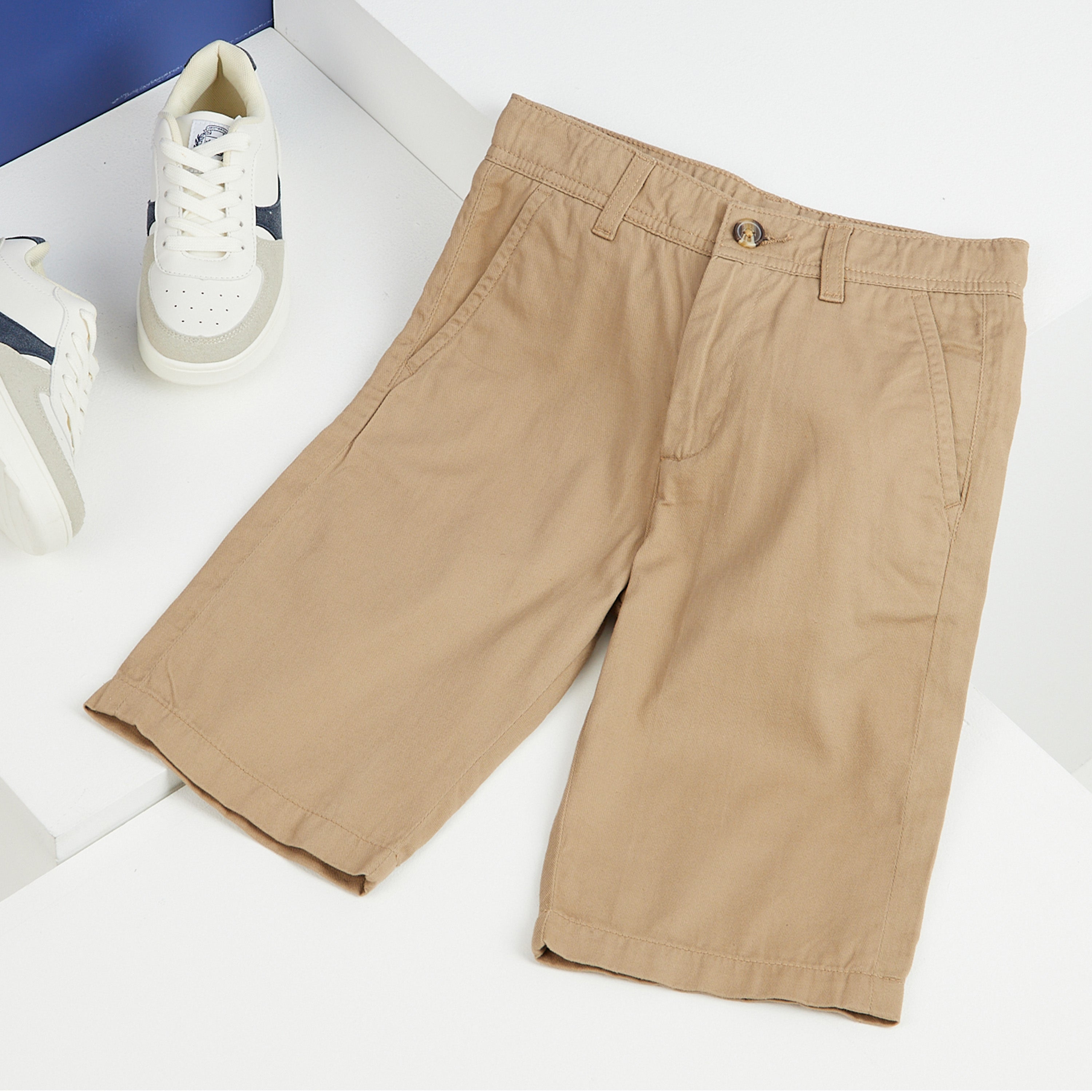 Boys' Chino Shorts,  Knee Length Boys Shorts with Adjustable Waist - Get Trend