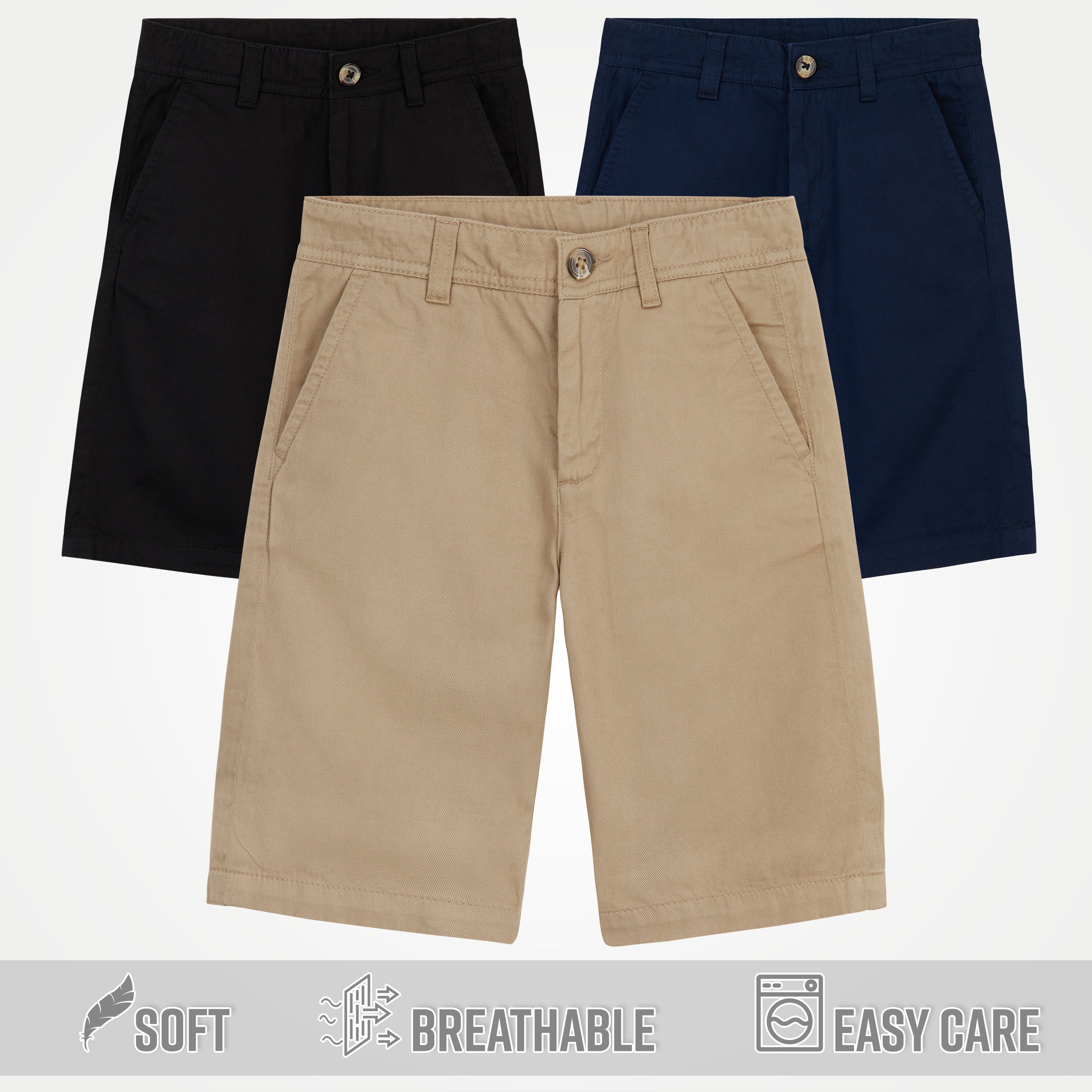Boys' Chino Shorts,  Knee Length Boys Shorts with Adjustable Waist - Get Trend