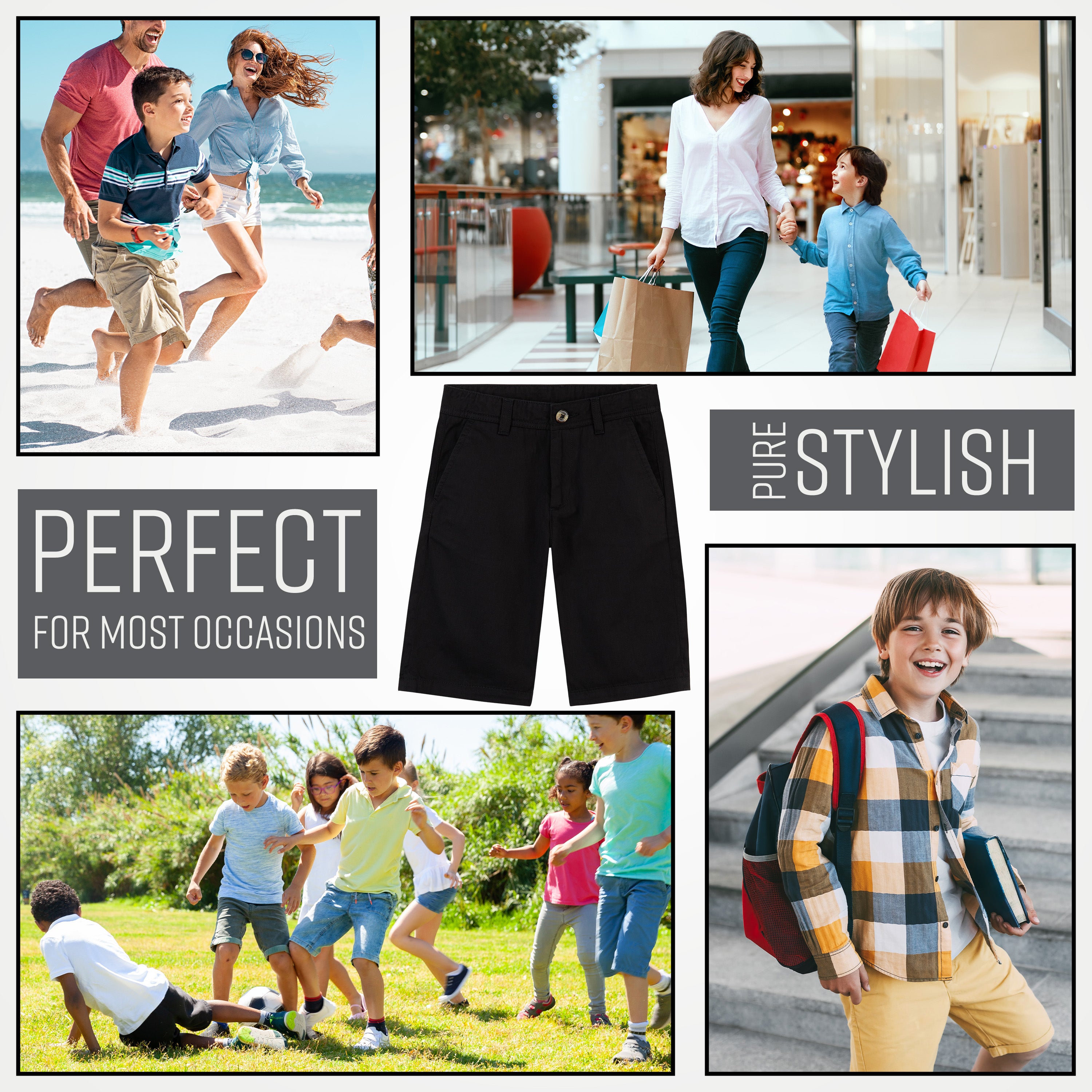 Boys' Chino Shorts,  Knee Length Boys Shorts with Adjustable Waist - Get Trend