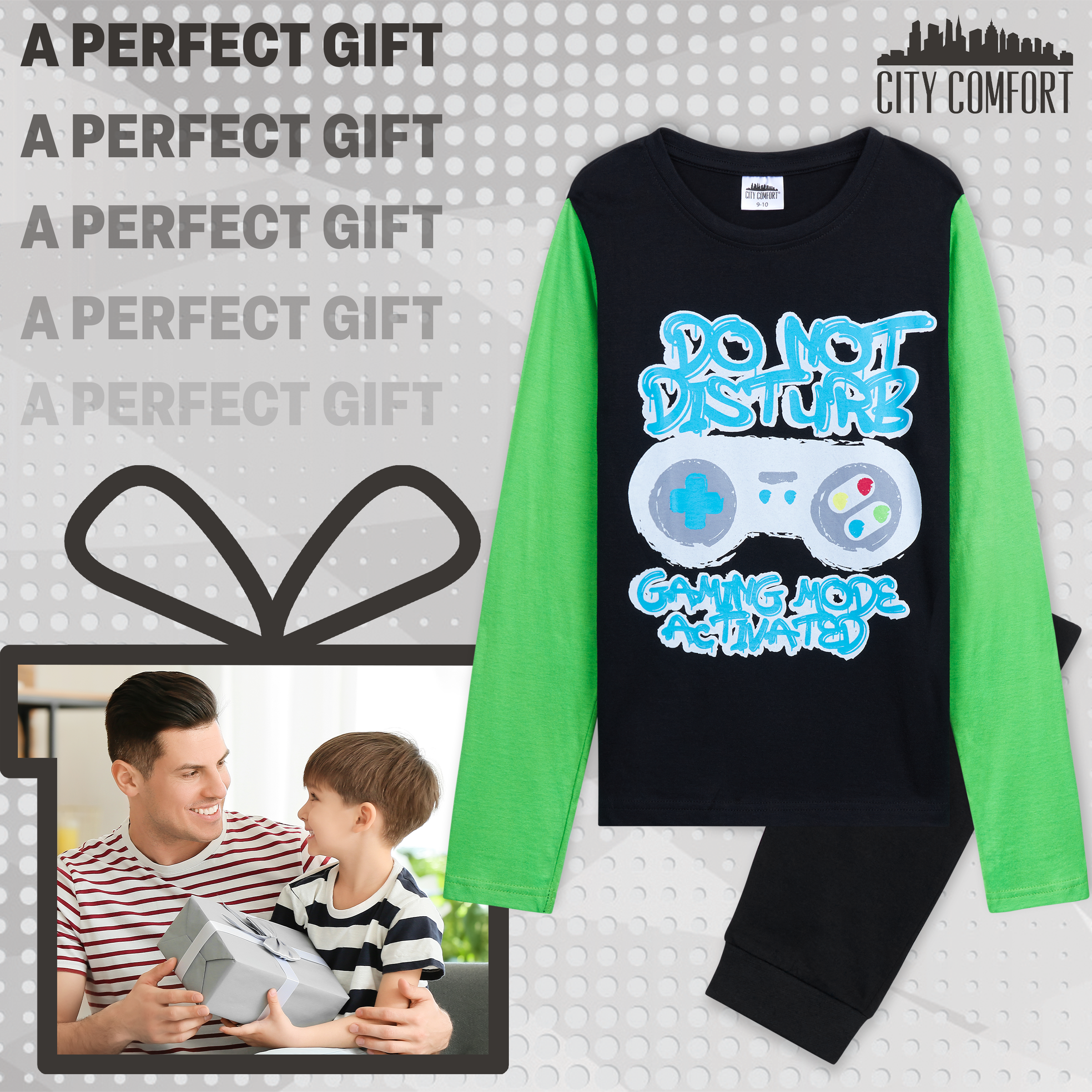 CityComfort Boys Pyjamas, Long Sleeve Gaming PJs for Boys - Get Trend