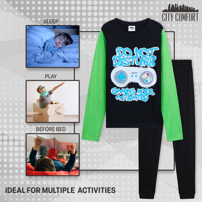 CityComfort Boys Pyjamas, Long Sleeve Gaming PJs for Boys