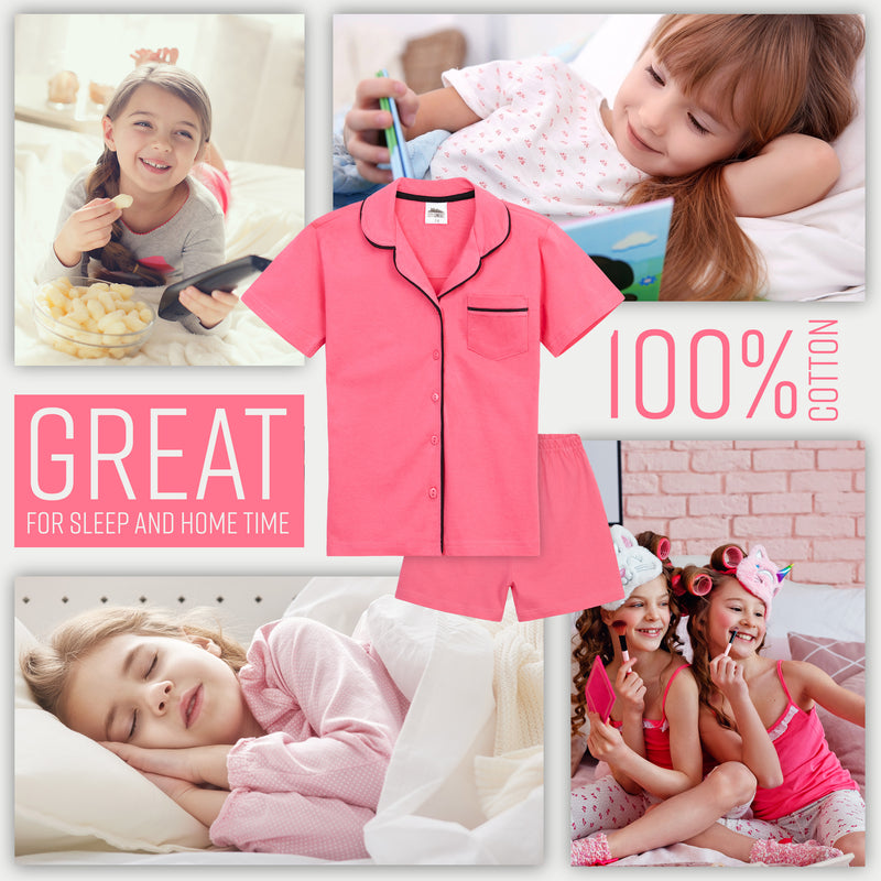 CityComfort Girls Pyjamas Summer Nightwear Sets Button Down Short Pyjamas for Kids