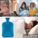 Hot Water Bottle Large 1.8L Rubber Hot Water Bag - Blue - Get Trend