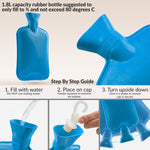 Hot Water Bottle Large 1.8L Rubber Hot Water Bag - Blue - Get Trend