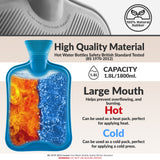 Hot Water Bottle Large 1.8L Rubber Hot Water Bag  - Grey/Blue, 2 Pack - Get Trend