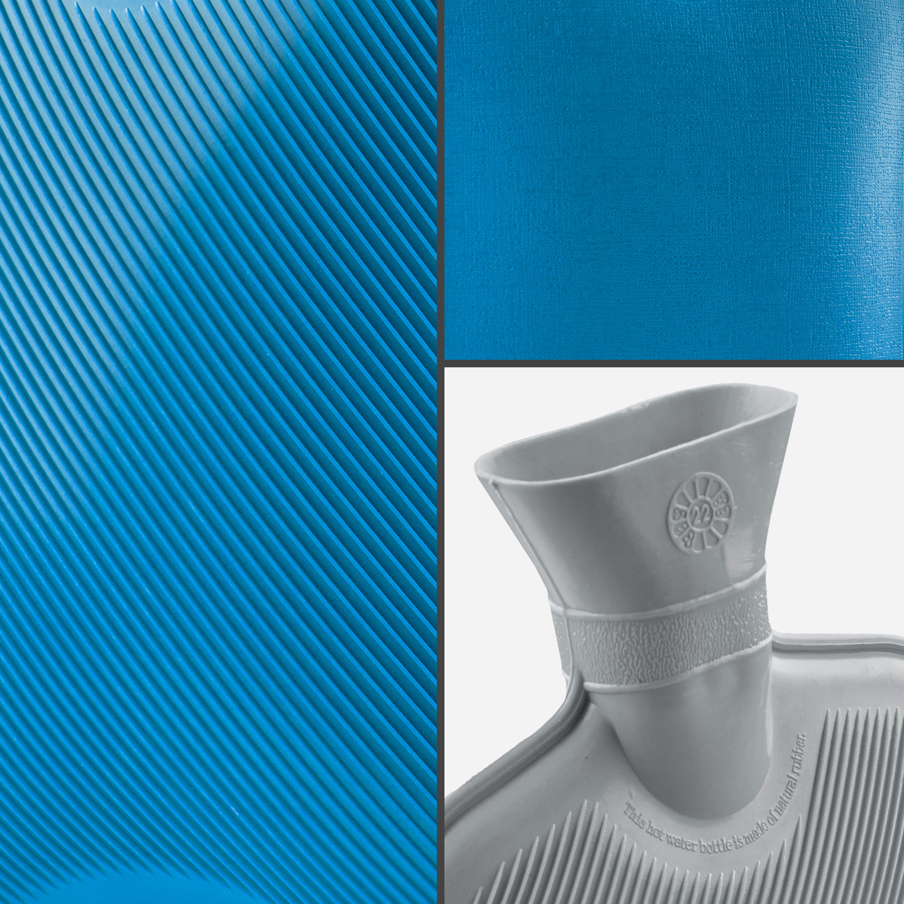 Hot Water Bottle Large 1.8L Rubber Hot Water Bag  - Grey/Blue, 2 Pack - Get Trend