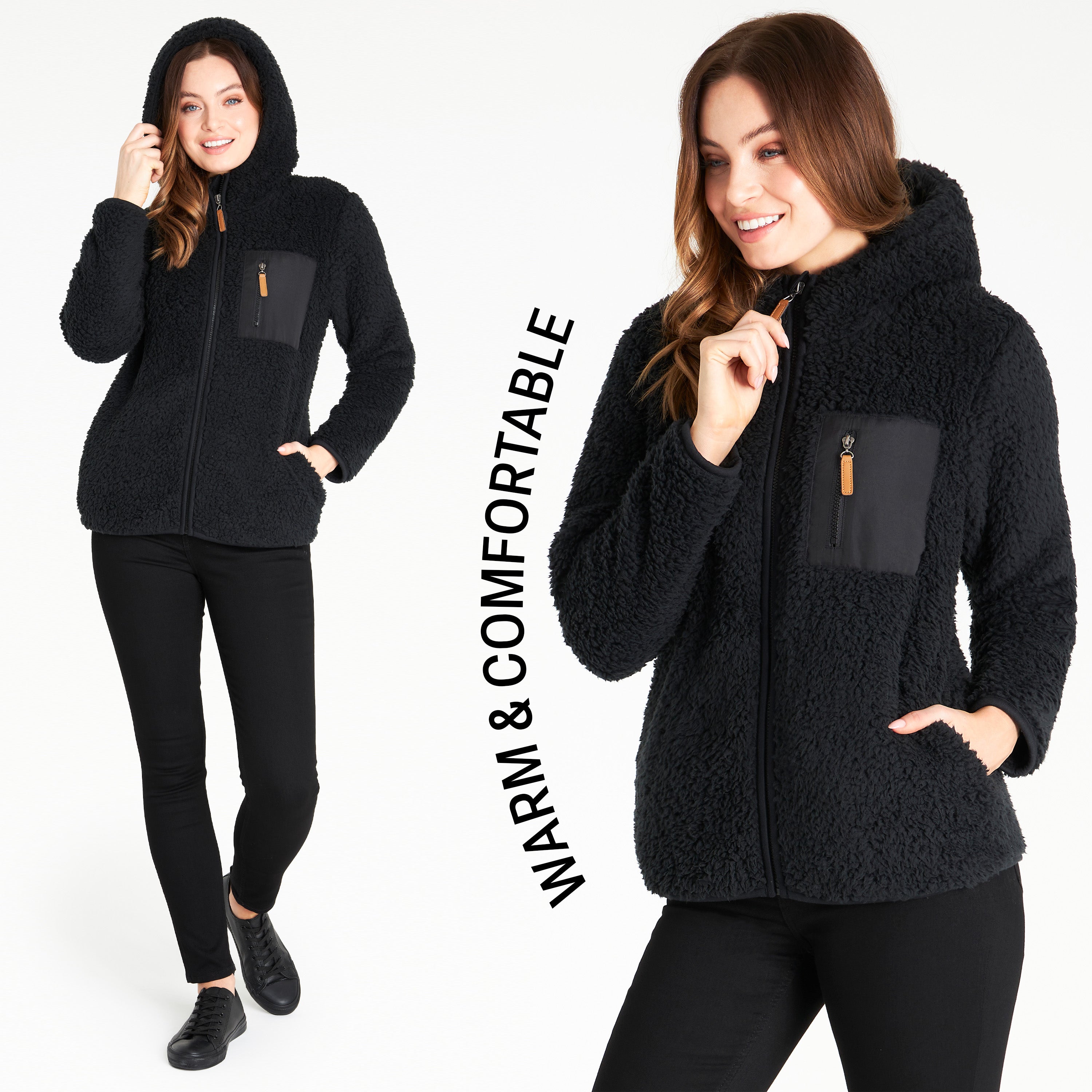 CityComfort Hoodies for Women and Teens, Fluffy Teddy Fleece Hoodie - Get Trend