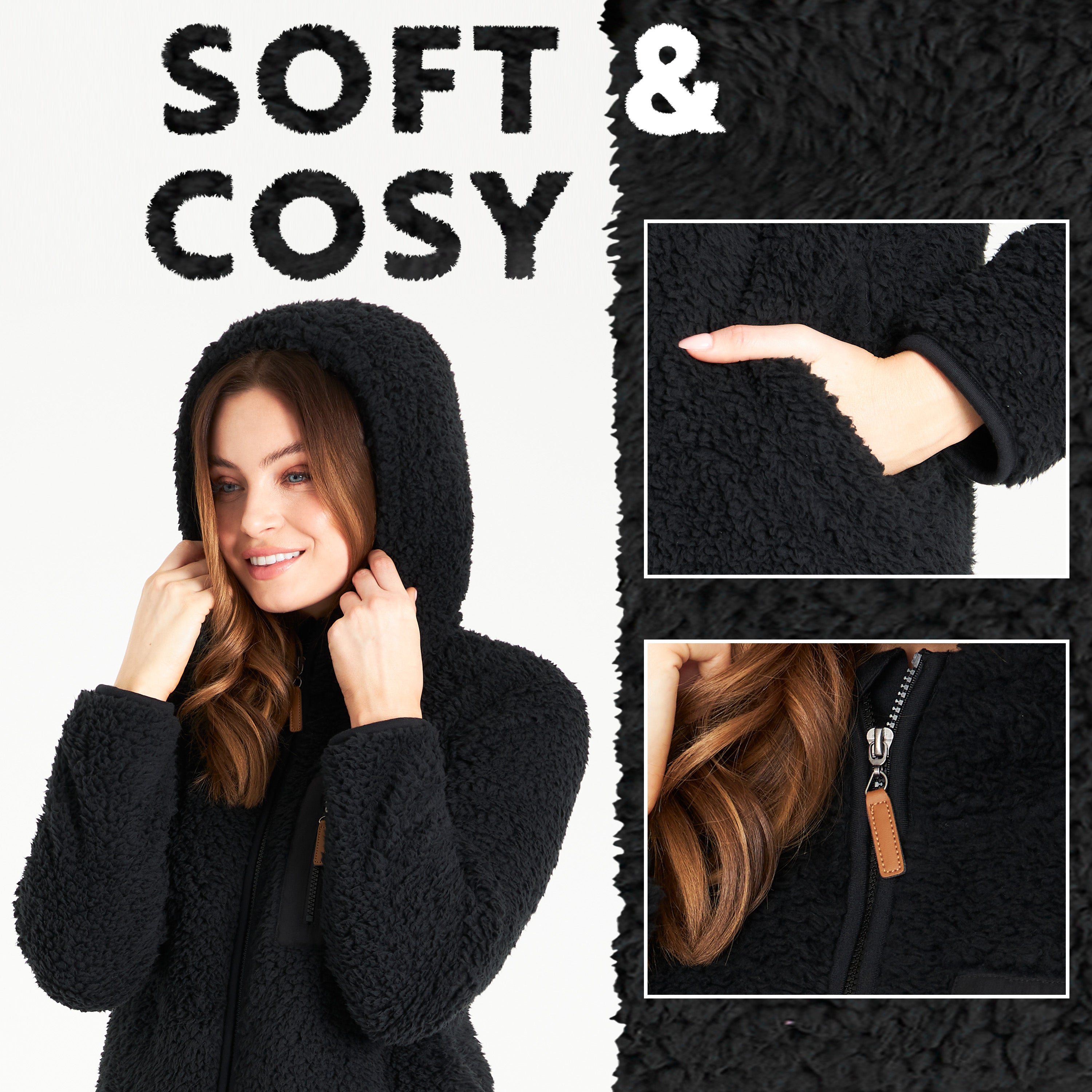 CityComfort Hoodies for Women and Teens, Fluffy Teddy Fleece Hoodie - Get Trend