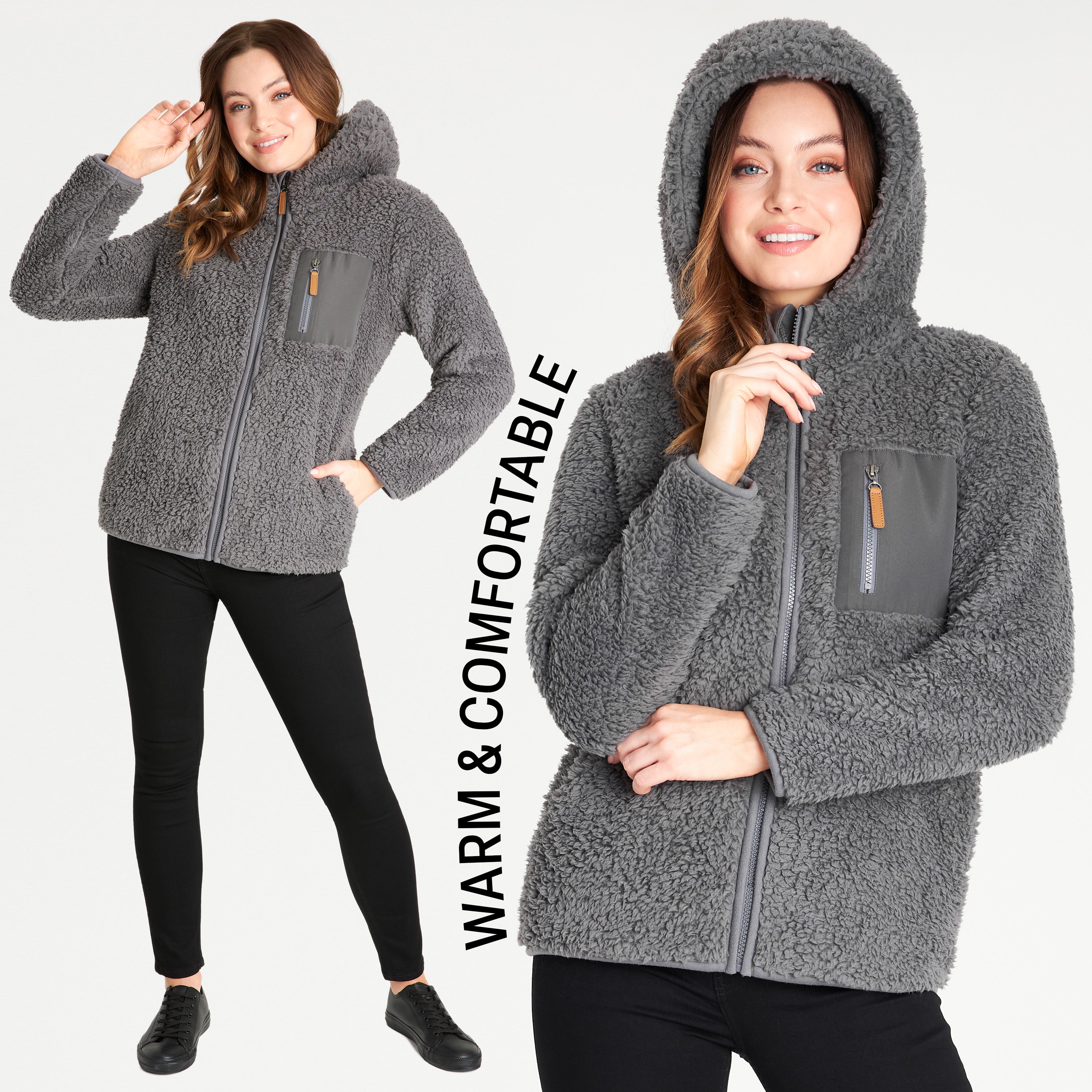 CityComfort Hoodies for Women and Teens, Fluffy Teddy Fleece Hoodie - Get Trend