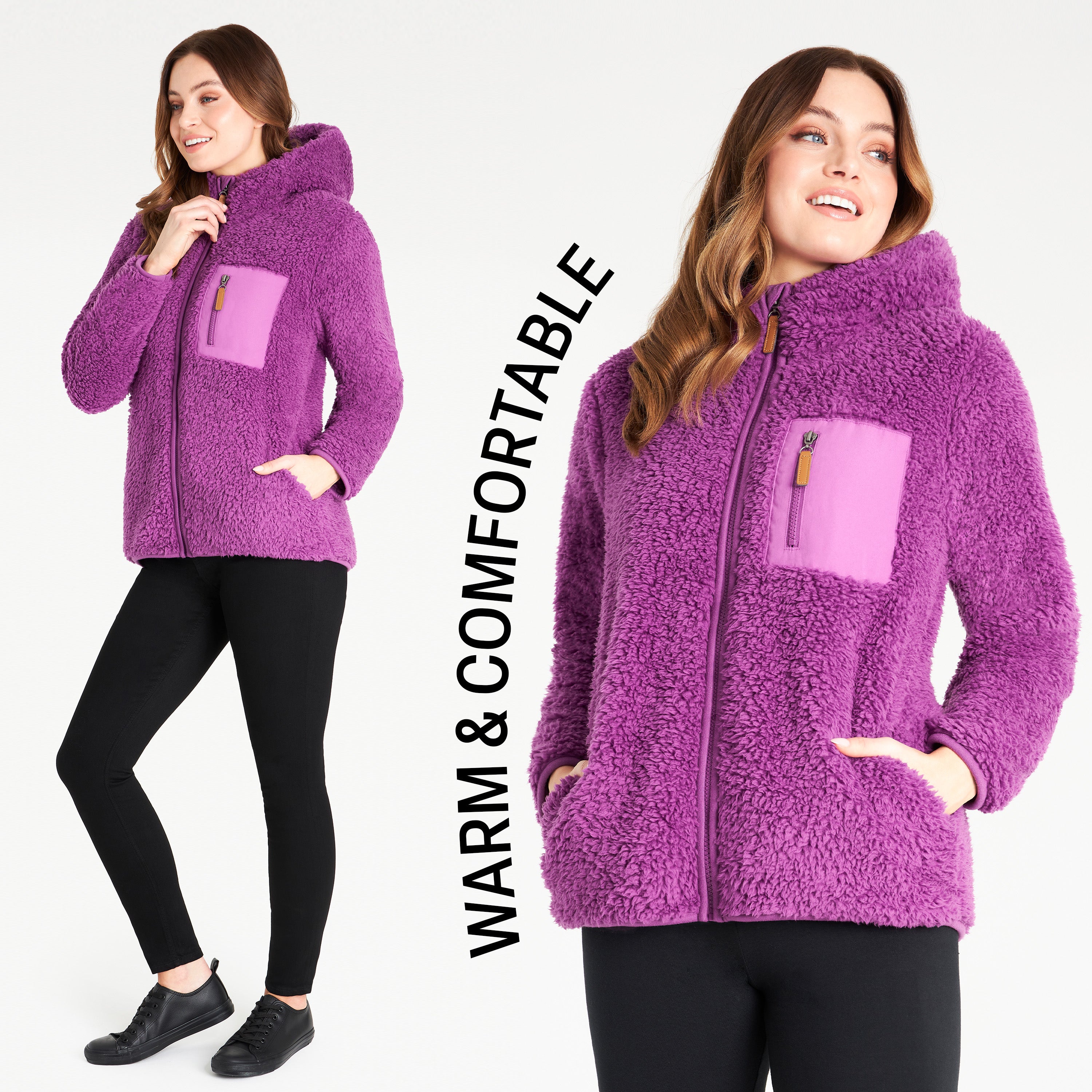 CityComfort Hoodies for Women and Teens, Fluffy Teddy Fleece Hoodie - Get Trend