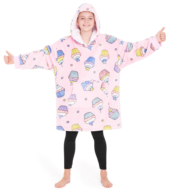 CityComfort Girls Oversized Blanket Hoodie Kids - Cupcake - Get Trend