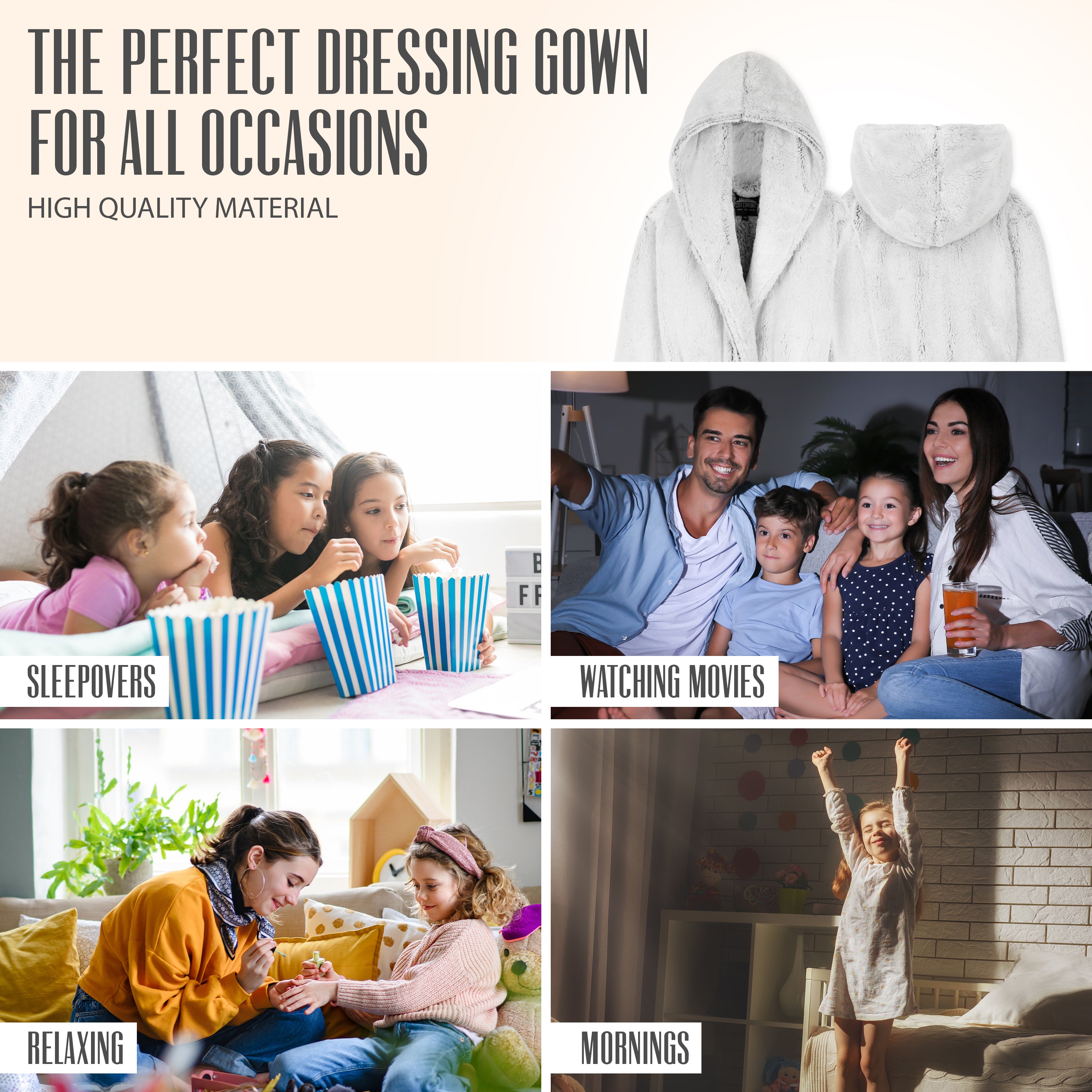 CityComfort Dressing Gown for Kids, Hooded Super Soft Kids Dressing Gowns - Get Trend