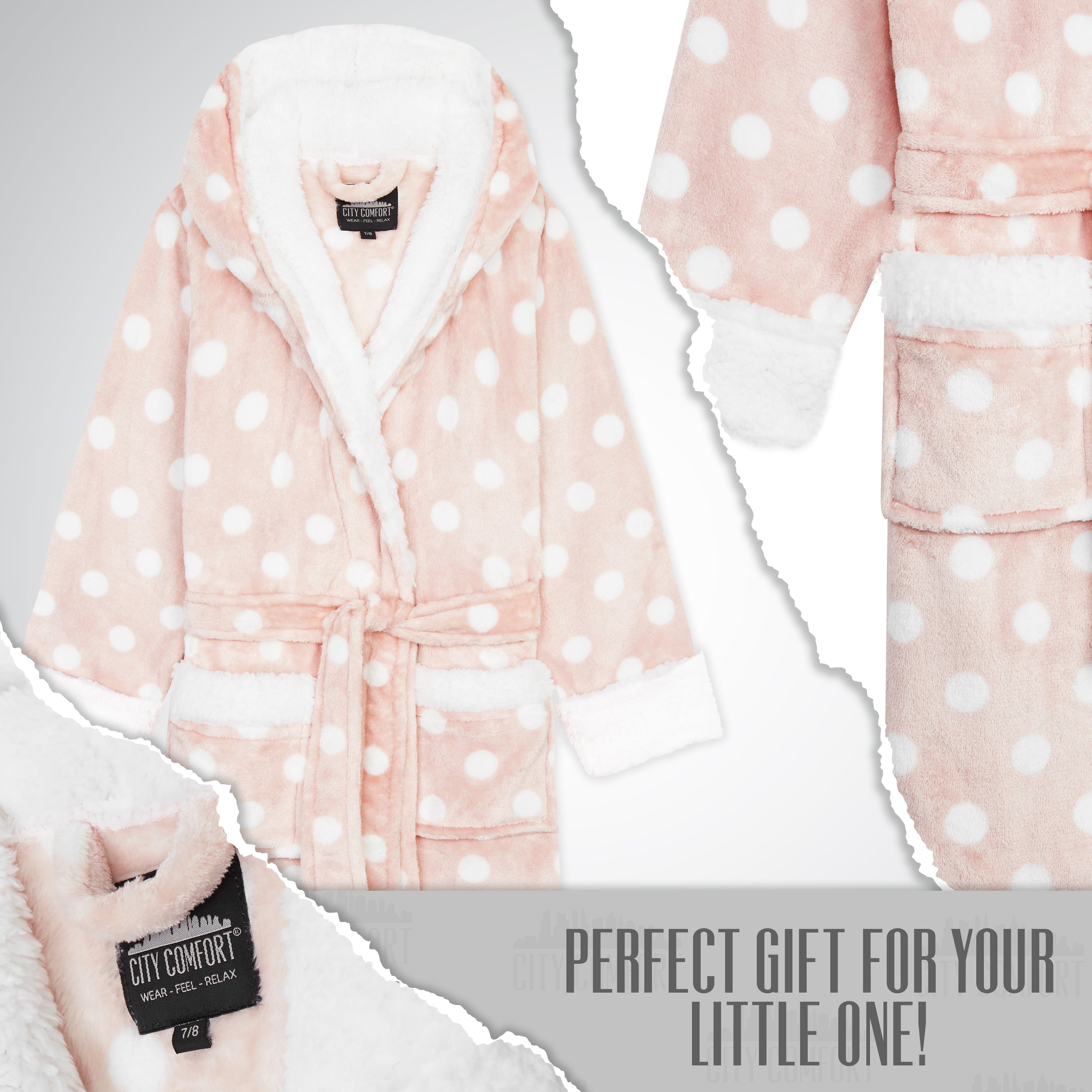 CityComfort Girls Dressing Gown, Hooded Fluffy Dressing Gown for Kids - Get Trend