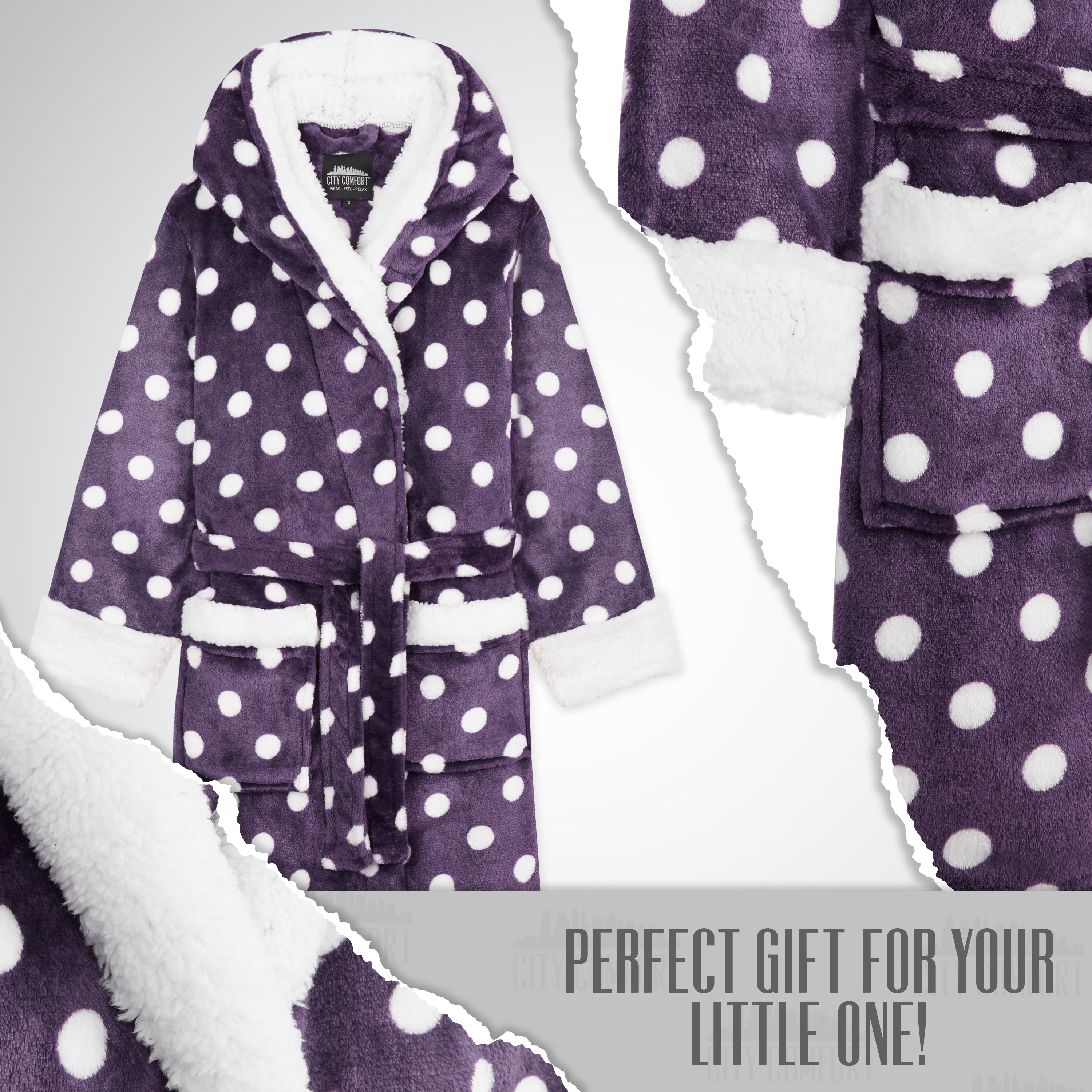 CityComfort Girls Dressing Gown, Hooded Fluffy Dressing Gown for Kids - Get Trend