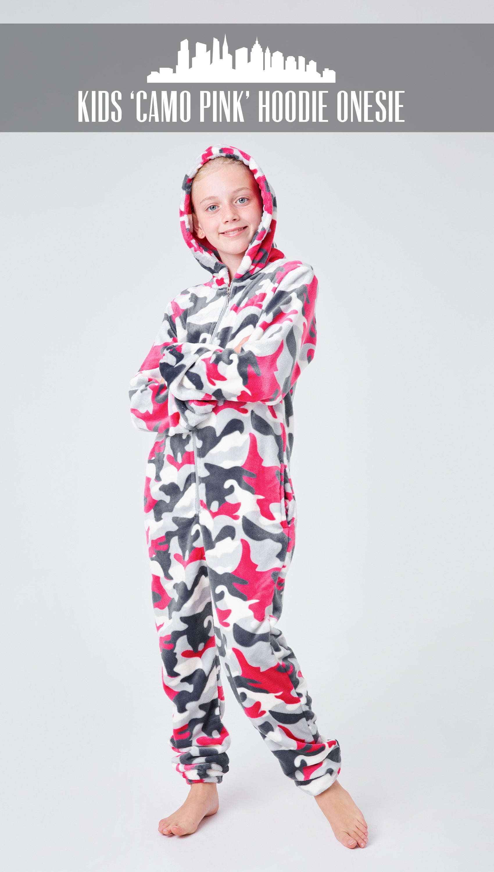 CityComfort Kids Onesie, All in One Pyjamas, Fleece Zip Up Jumpsuit - Get Trend