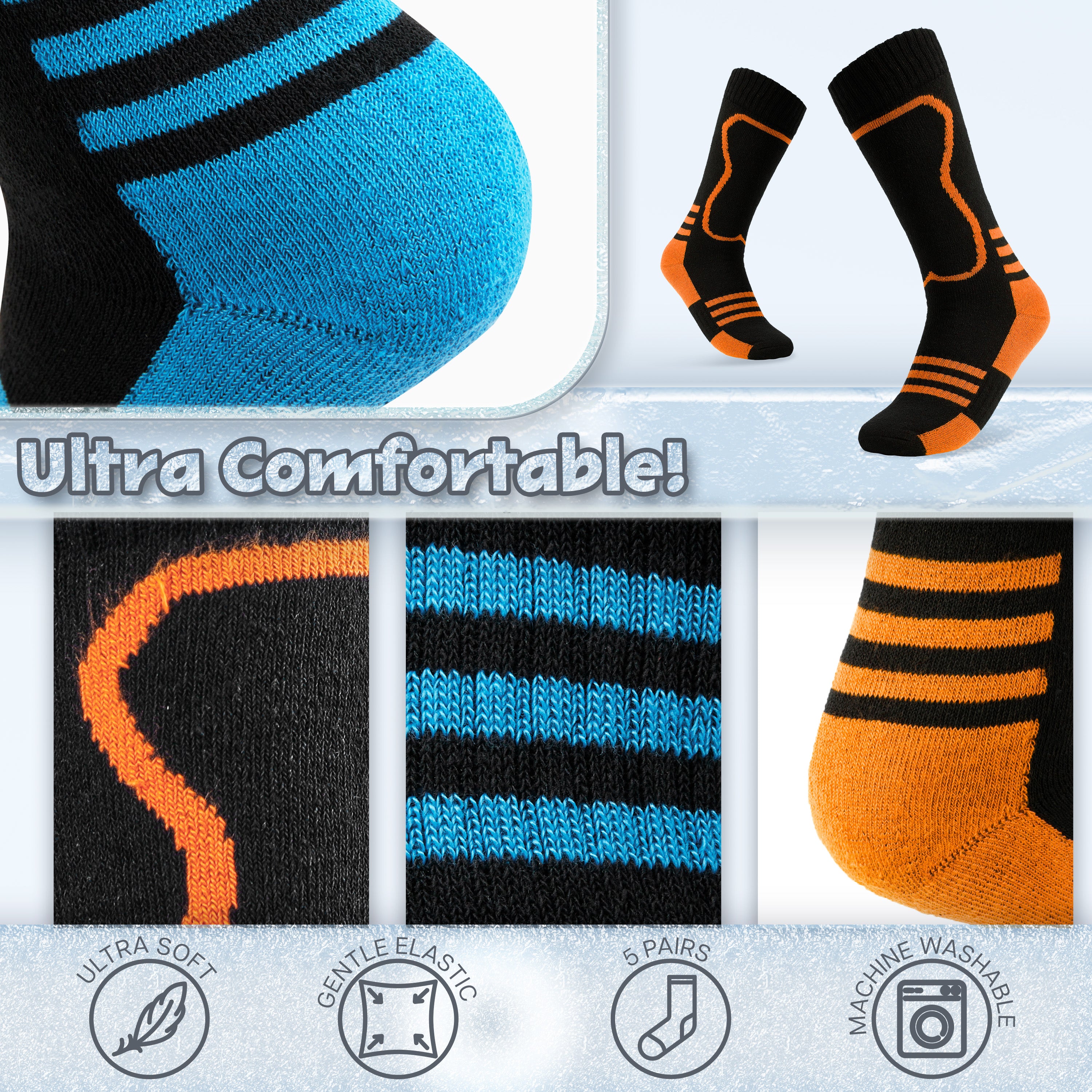 CityComfort Kids Socks Ski - Pack of 2 - Thermal Socks - Get Trend