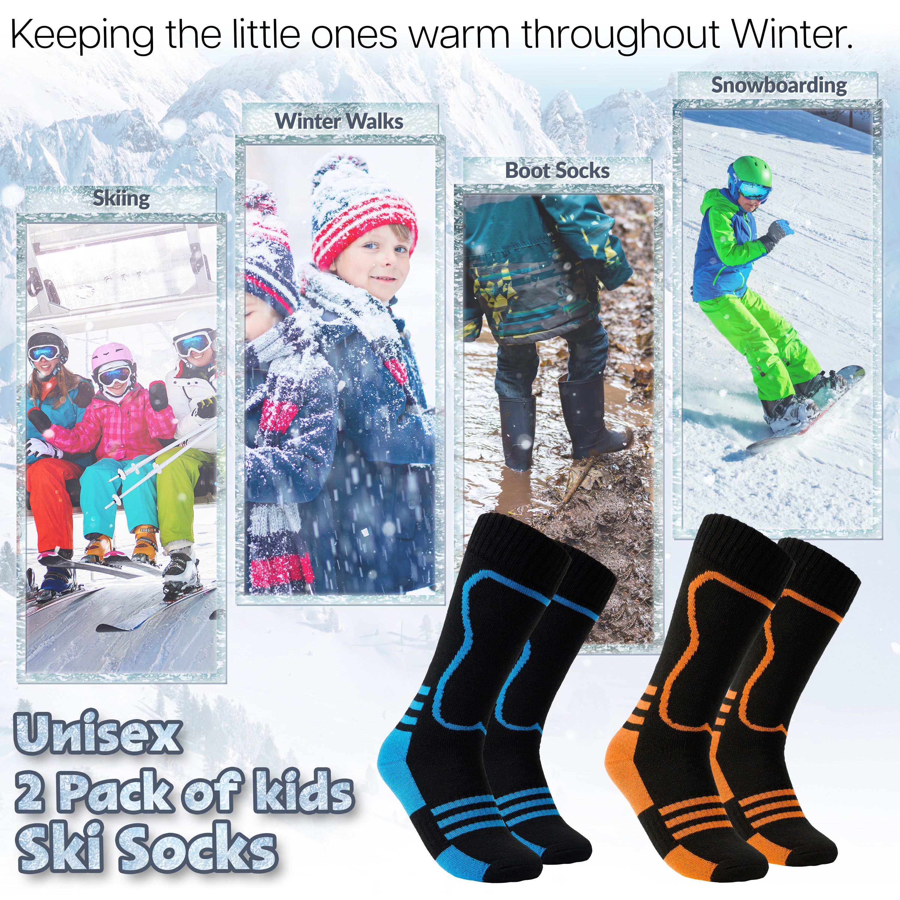 CityComfort Kids Socks Ski - Pack of 2 - Thermal Socks - Get Trend