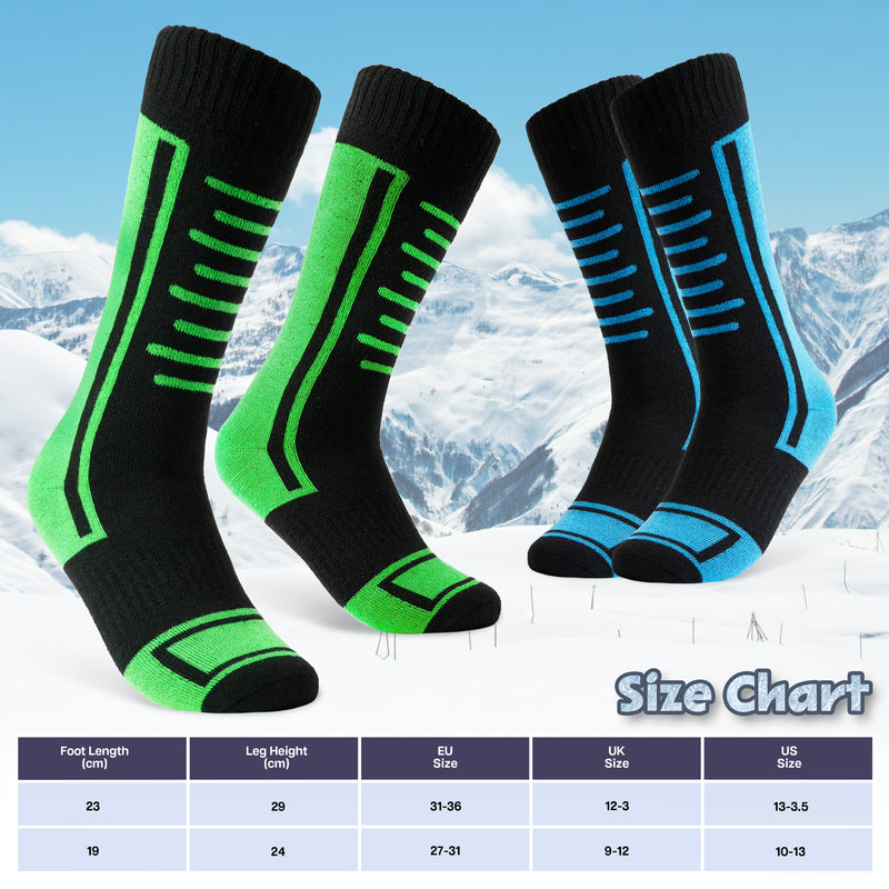CityComfort Kids Socks Ski Multipack - High Performance Thermal Socks