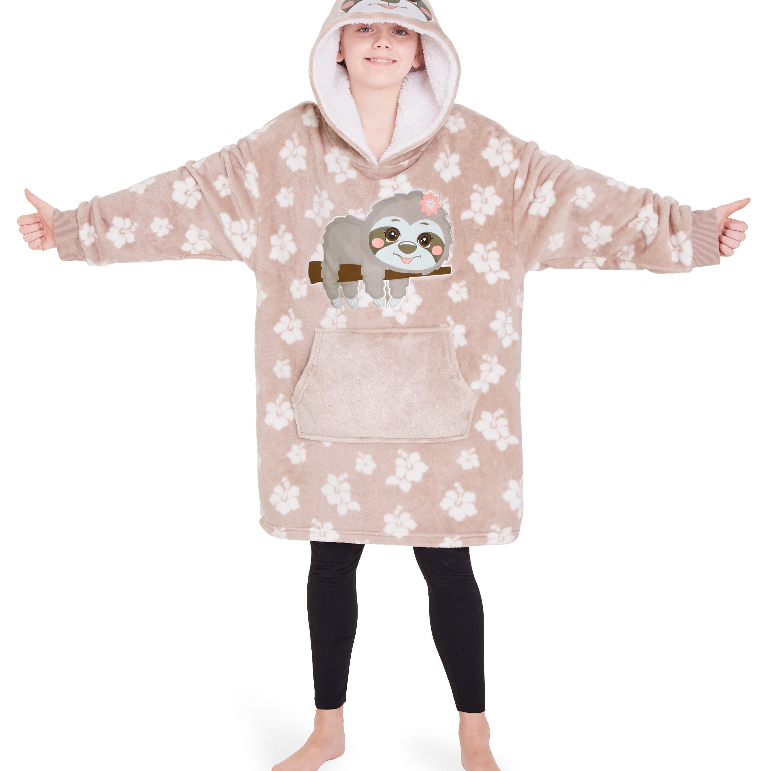 CityComfort Girls Oversized Blanket Hoodie Kids - Sloth - Get Trend