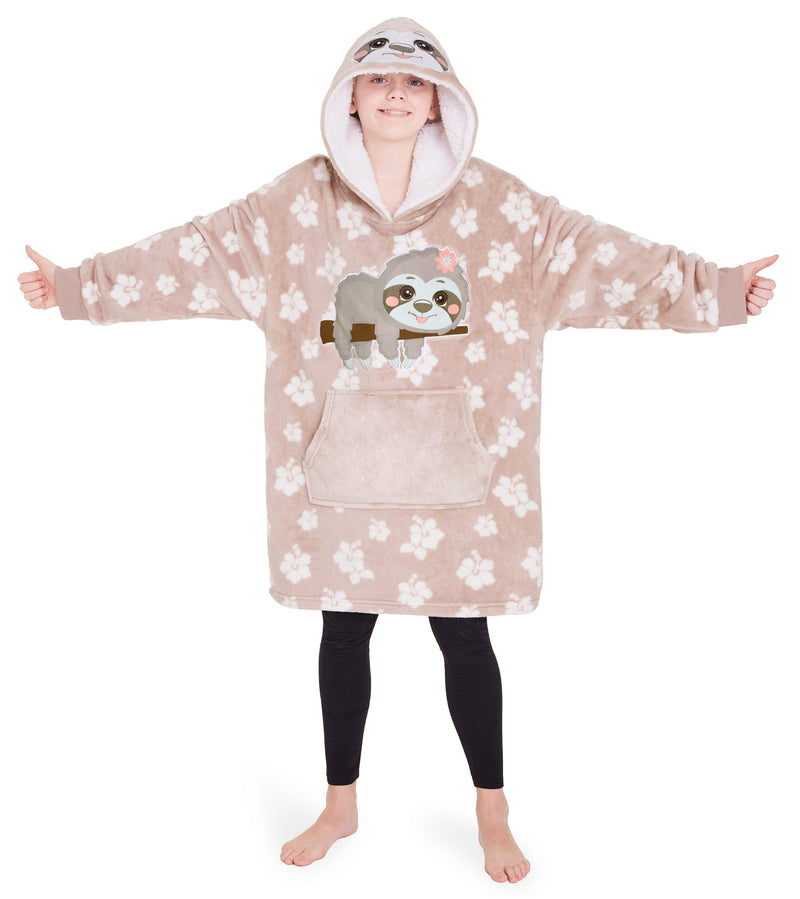 CityComfort Girls Oversized Blanket Hoodie Kids - Sloth
