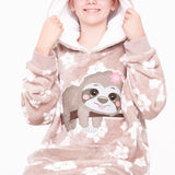CityComfort Girls Oversized Blanket Hoodie Kids - Sloth - Get Trend