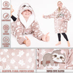 CityComfort Girls Oversized Blanket Hoodie Kids - Sloth - Get Trend