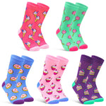 CityComfort Socks Women, 5 Pack of Crew Socks, Colourful Funny Socks for Women and Teens - Get Trend