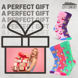 CityComfort Socks Women, 5 Pack of Crew Socks, Colourful Funny Socks for Women and Teens - Get Trend