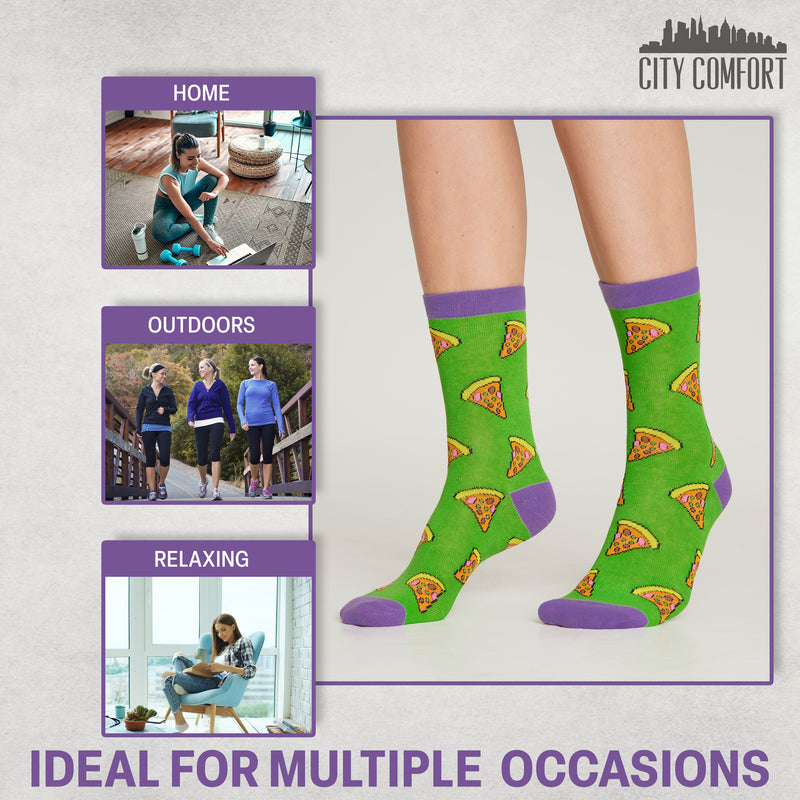 CityComfort Socks Women, 5 Pack of Crew Socks, Colourful Funny Socks for Women and Teens - Get Trend