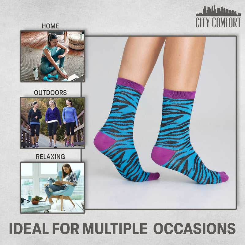 CityComfort Socks Women, 5 Pack of Crew Socks, Colourful Funny Socks for Women and Teens