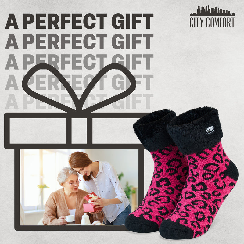 CityComfort Slipper Socks, Women Fluffy Socks Non Slip, Warm Cosy Gifts for Her Multiple Designs