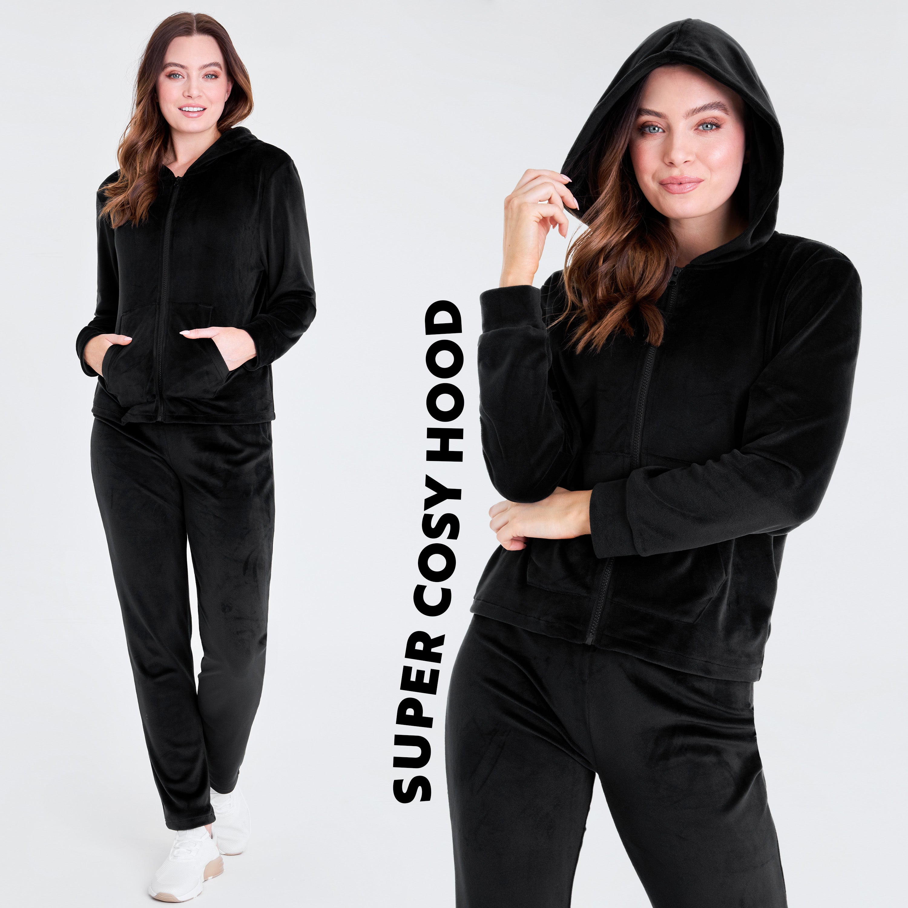 CityComfort Tracksuit Womens Full Set, 2 Piece Zip Up Velour Tracksuit - Get Trend