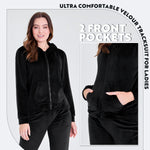 CityComfort Tracksuit Womens Full Set, 2 Piece Zip Up Velour Tracksuit - Get Trend