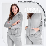 CityComfort Tracksuit Womens Full Set, 2 Piece Zip Up Velour Tracksuit - Get Trend