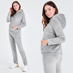 CityComfort Tracksuit Womens Full Set, 2 Piece Zip Up Velour Tracksuit - Get Trend