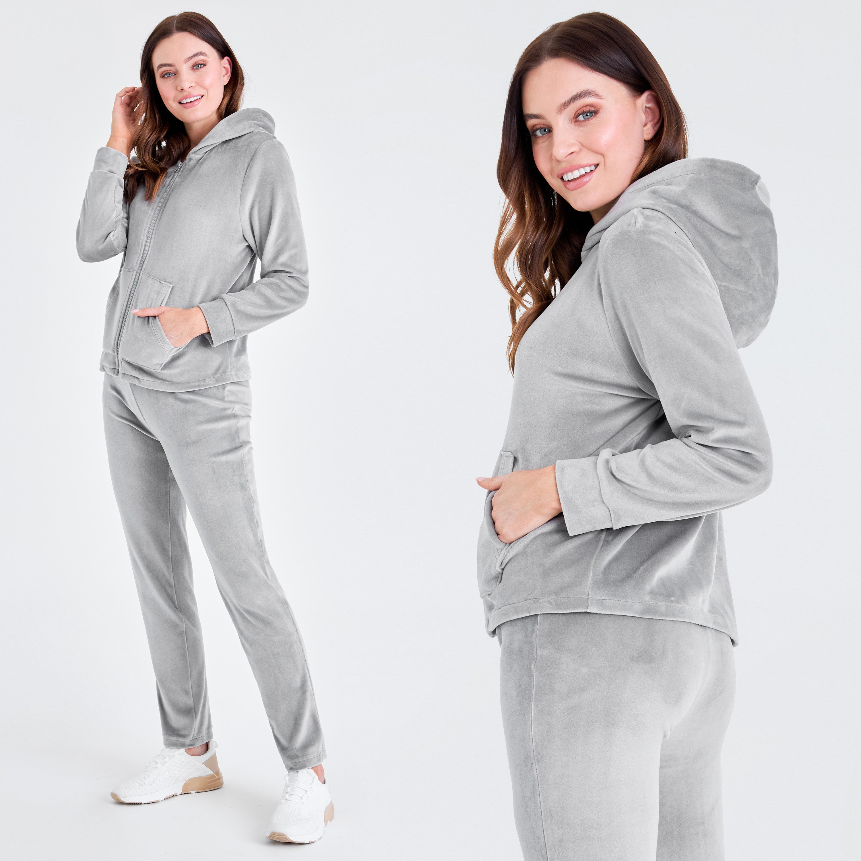 CityComfort Tracksuit Womens Full Set, 2 Piece Zip Up Velour Tracksuit - Get Trend