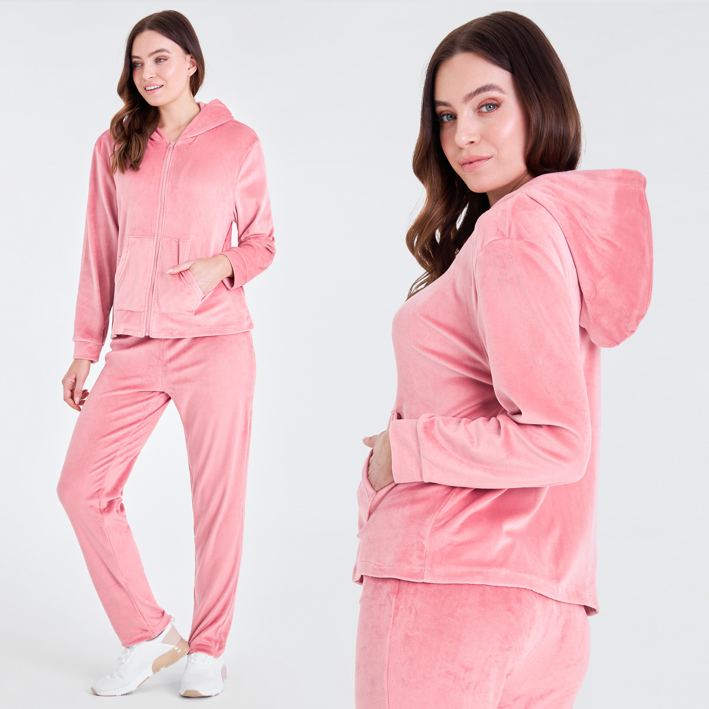 CityComfort Tracksuit Womens Full Set, 2 Piece Zip Up Velour Tracksuit - Get Trend