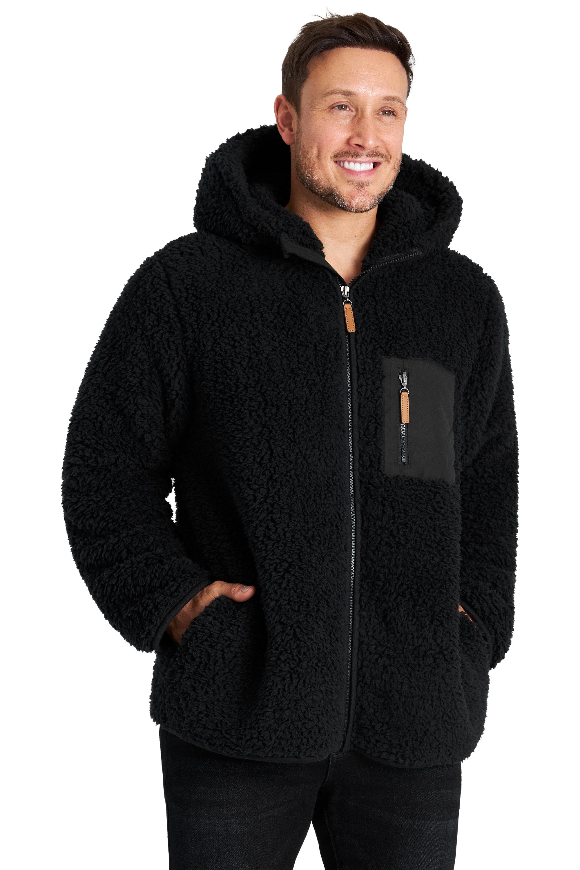 CityComfort Mens Fleece Hoodie, Fluffy Zip Up Fleece Jacket - Get Trend