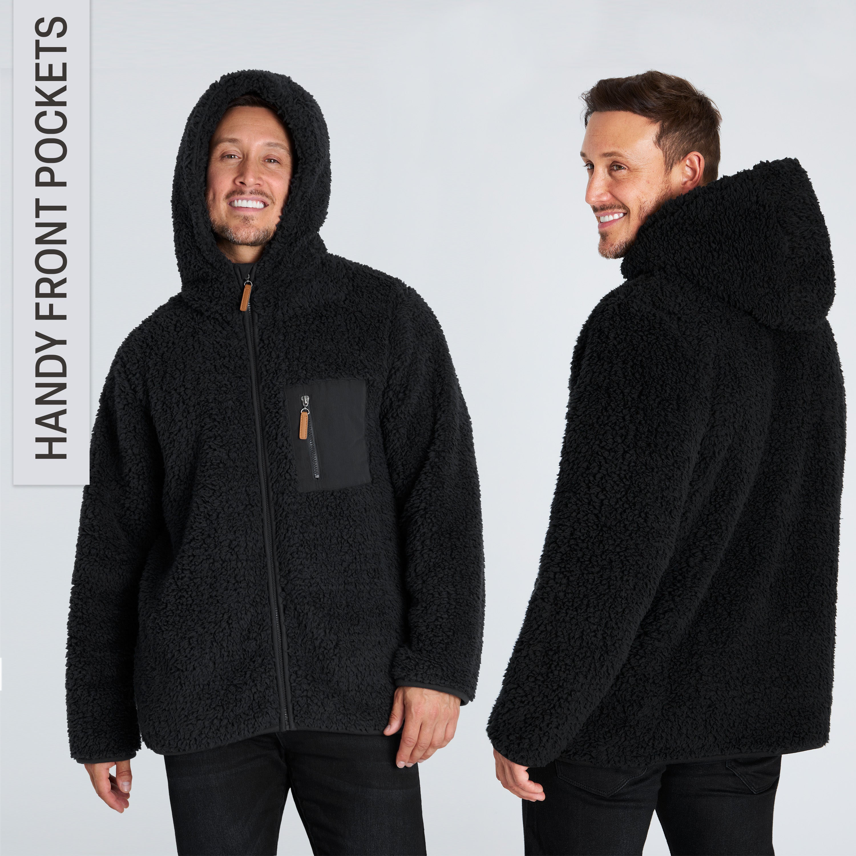 CityComfort Mens Fleece Hoodie, Fluffy Zip Up Fleece Jacket - Get Trend
