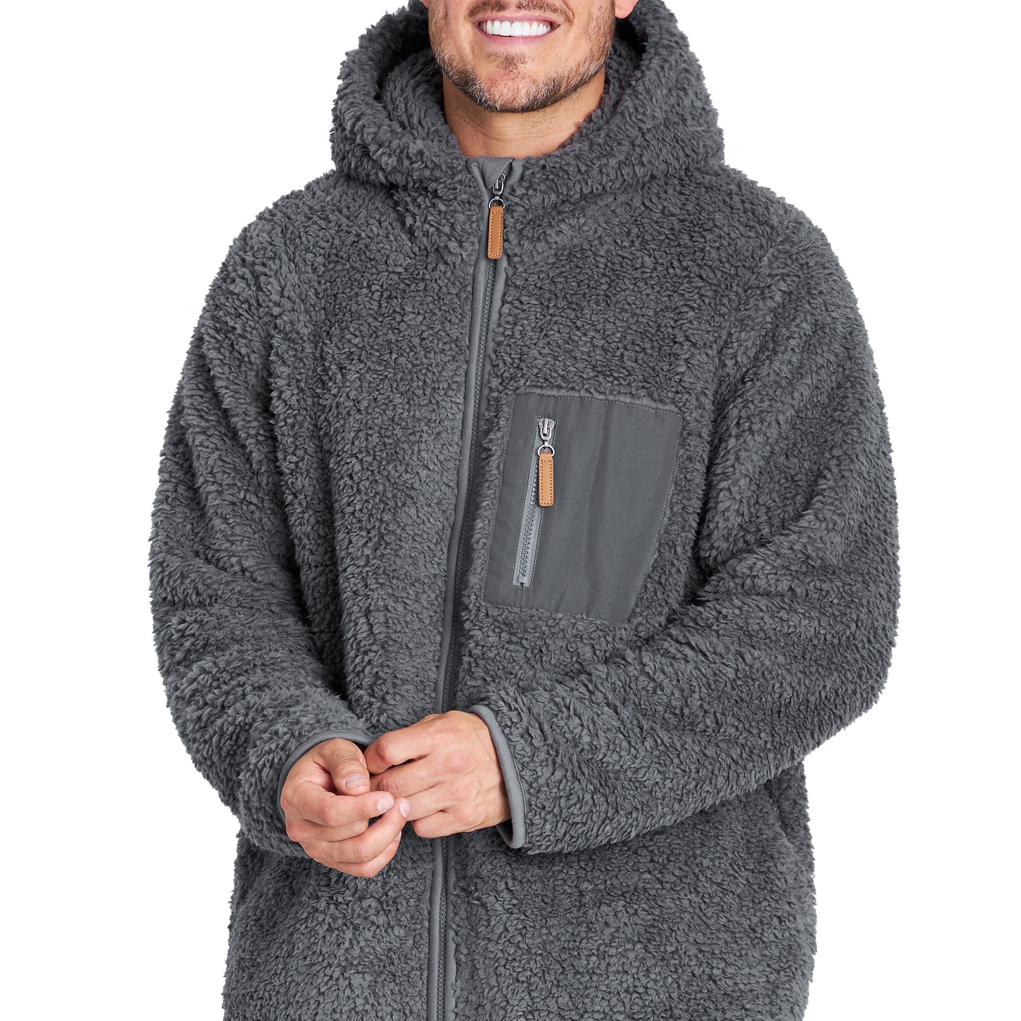CityComfort Mens Fleece Hoodie, Fluffy Zip Up Fleece Jacket - Get Trend