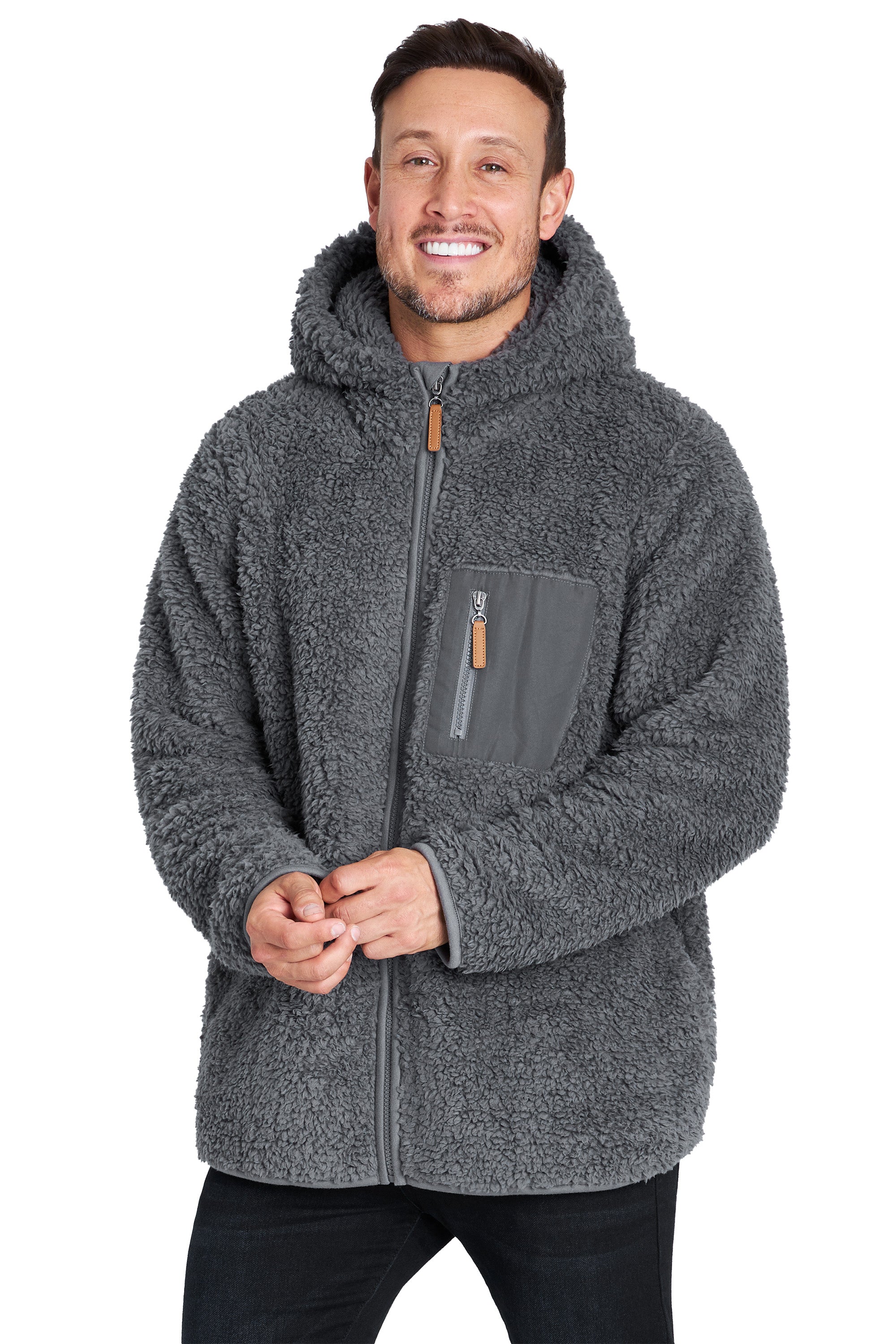 CityComfort Mens Fleece Hoodie, Fluffy Zip Up Fleece Jacket - Get Trend