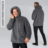 CityComfort Mens Fleece Hoodie, Fluffy Zip Up Fleece Jacket - Get Trend