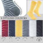 CityComfort Mens Socks Multipack, Pack of 6 Striped Calf Length Crew Socks for Men and Teens - Get Trend