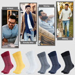 CityComfort Mens Socks Multipack, Pack of 6 Striped Calf Length Crew Socks for Men and Teens - Get Trend