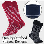 CityComfort Mens Socks Multipack, Pack of 6 Striped Calf Length Crew Socks for Men and Teens - Get Trend